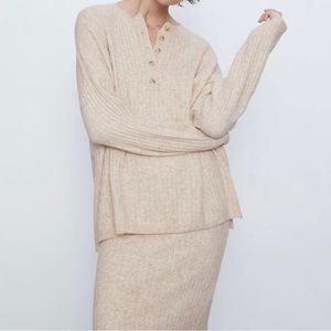 Zara oversized ribbed button up sweater